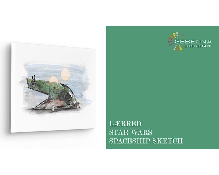 Lærred Star Wars Boba Fett Spaceship Sketch